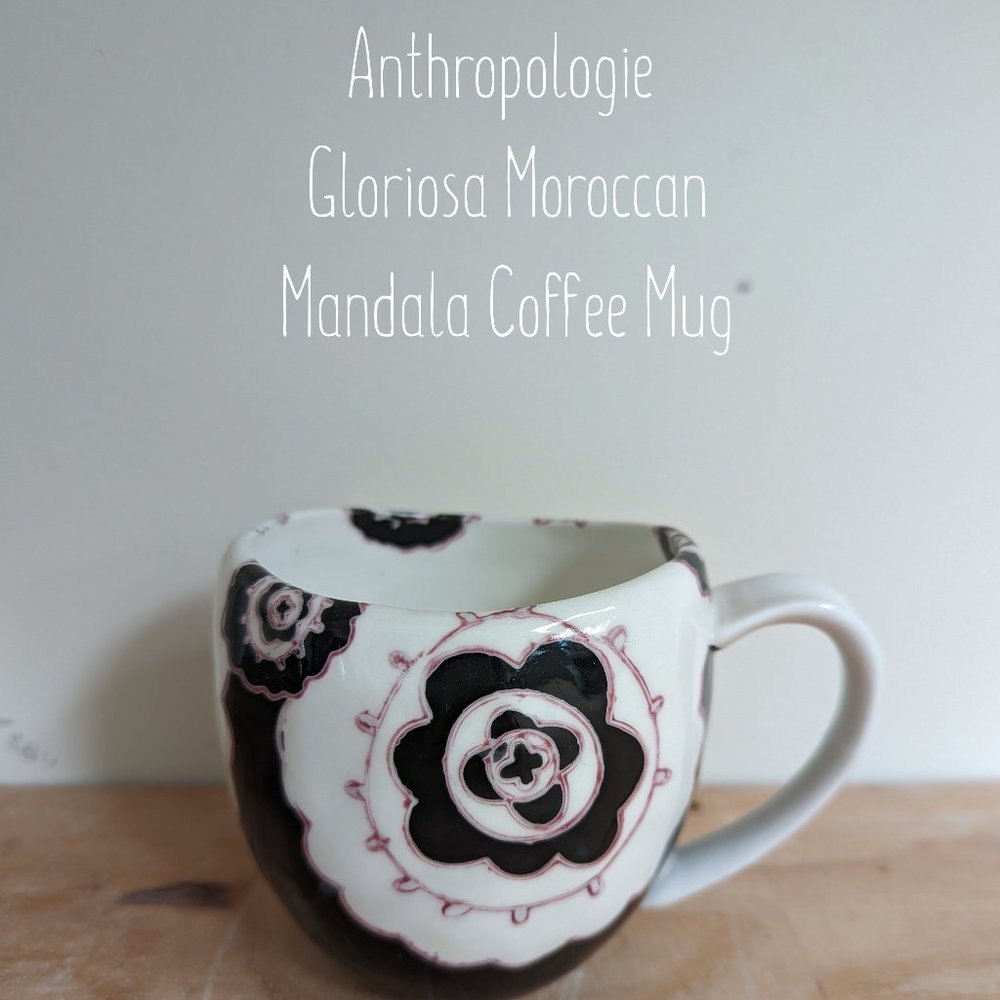 Anthropologie Gloriosa Moroccan Mandala Coffee Mug - Black